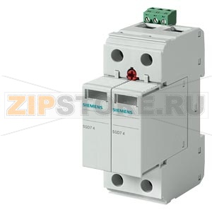 ОГРАНИЧИТЕЛЬ ПЕРЕНАПРЯЖЕНИЙ ТИП2, ВТЫЧНЫЕ МОДУЛИ, UC 800V AC,1-POLE, A VARISTOR AND A GAS-FILLED SPARK GAP IN SERIES, REMOTE SIGNALING CONTACT Siemens 5SD7481-1 