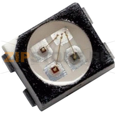 Светодиод 80 мкд, 160 мкд, 40 мкд, SMD, PLCC4, красный, зеленый, синий, 120°, 20 мА Avago Technologies HSMF-A341-A00J1 