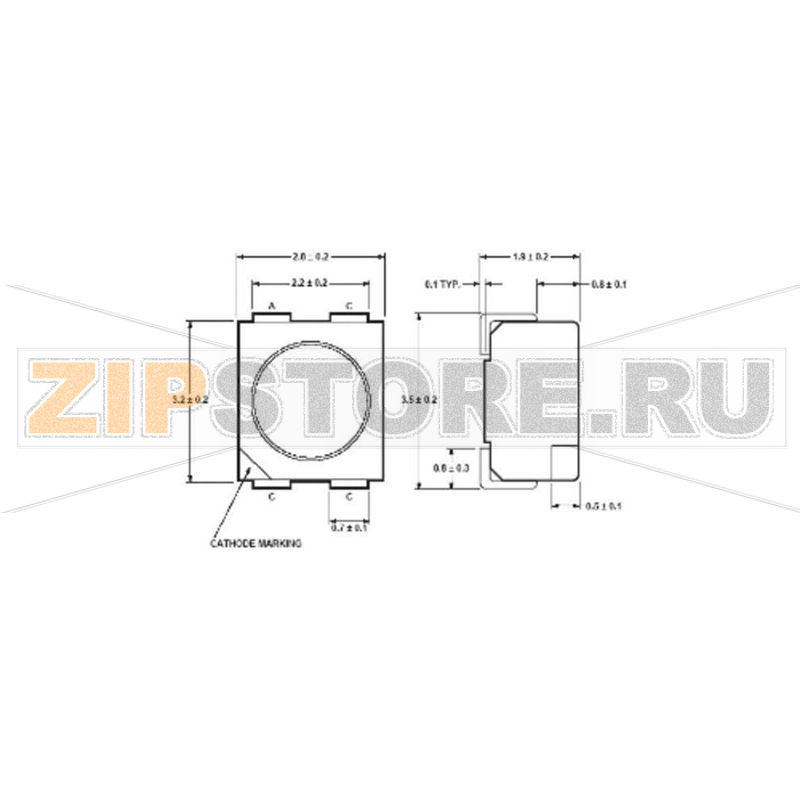 Светодиод 80 мкд, 160 мкд, 40 мкд, SMD, PLCC4, красный, зеленый, синий, 120°, 20 мА Avago Technologies HSMF-A341-A00J1 