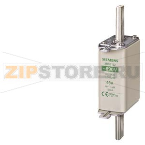 ПЛАВКАЯ ВСТАВКА НИЗКОВОЛЬТНАЯ АМ С НЕИЗОЛИРОВАННЫМИ ВЫСТУПАМИ ДЛЯ МОНТ./ДЕМОНТ. ТИПОРАЗМЕР 1, Iном.=63A, Uном.=690В АС Siemens 3ND2122 