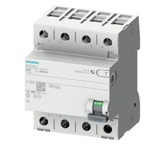 УЗО тип B+ 63 A 3+N-пол. 30 mA 400 V 4 мод. короткая выдержка Siemens 5SV3346-4KK14 