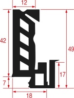 УПЛОТНИТЕЛЬ 645 ММ ПРОФИЛЬ 49X26,5 ММ