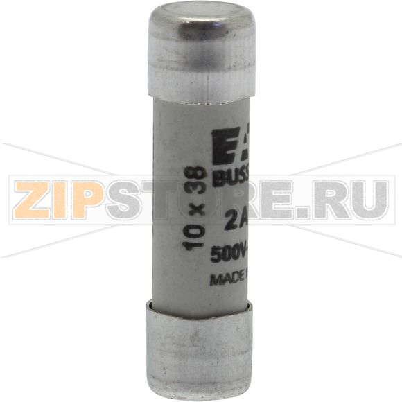 Предохранитель, 2 A, AC 500 В, 120 кА, 10x38 мм, gL/gG, IEC Eaton CYLINDRICAL FUSE 10x38 2A GG 