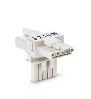T-distribution connector; 5-pole; Cod. A; 1 input; 2 outputs; 2 locking levers; white Wago 890-671
