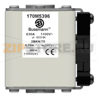 Предохранитель, 630 A, AC 1100 В, 100 кА, size 2, 61x75x77 мм, aR, IEC UL Eaton FUSE 630A 1100