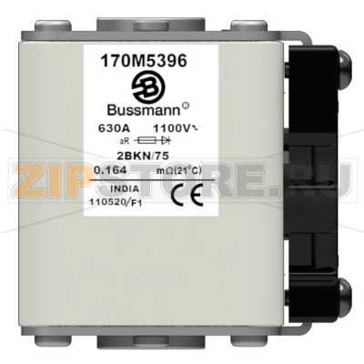 Предохранитель, 630 A, AC 1100 В, 100 кА, size 2, 61x75x77 мм, aR, IEC UL Eaton FUSE 630A 1100 