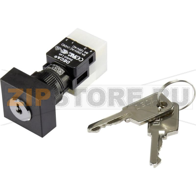 Переключатель ключевой 250 В/AC, 5 А, 1 x вкл/выкл/вкл, 2x90°, 1 шт DECA ADA16K6-AA0-CH 