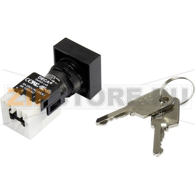 Переключатель ключевой 250 В/AC, 5 А, 1 x вкл/выкл/вкл, 2x90°, 1 шт DECA ADA16K6-AA0-CH 