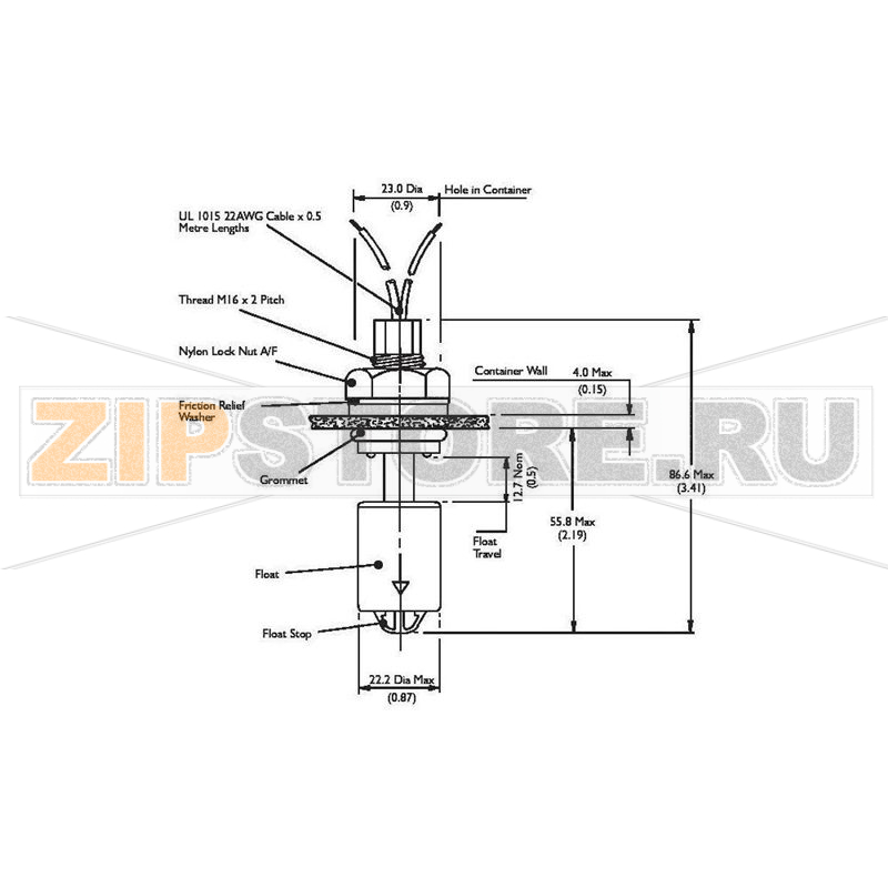 Переключатель поплавковый 250 В/AC, 100 В/DC, 1 А, IP65, 1 шт TE Connectivity VS803-51 
