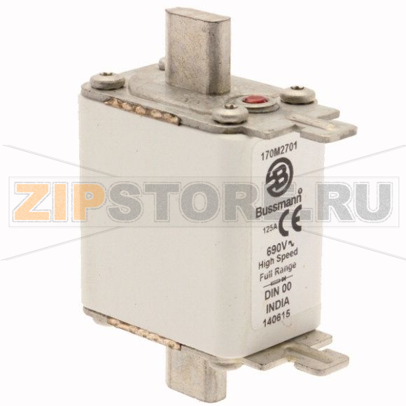 Предохранитель, 125 A, AC 690 В, 200 кА, DIN 00, 30x60x79 мм, gR, DIN, IEC Eaton FUSE 125A 690V 