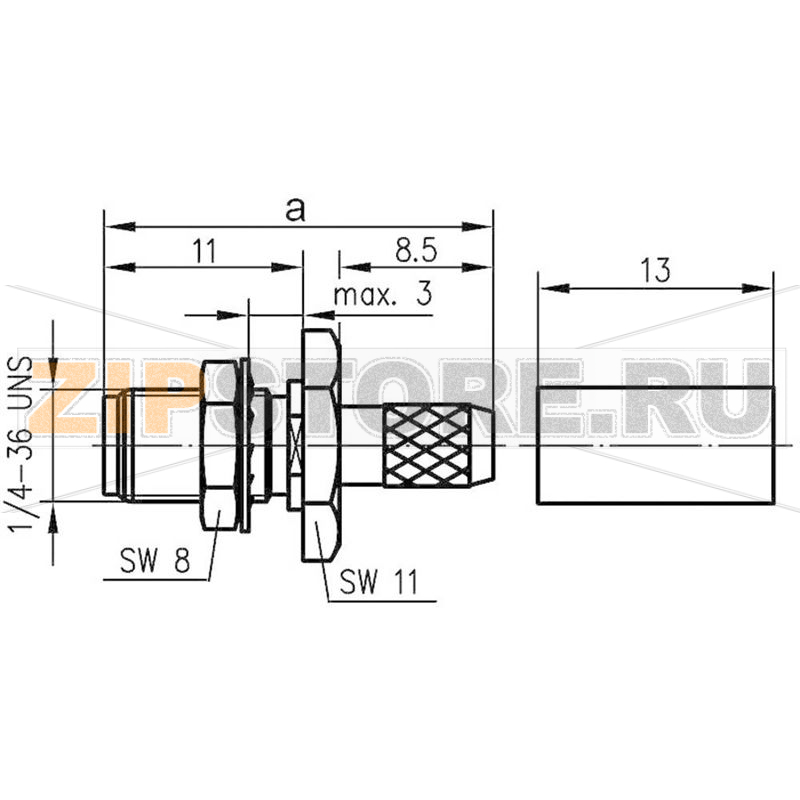 Разъем SMA, 50 Ом, 1 шт Telegärtner J01151A0401 