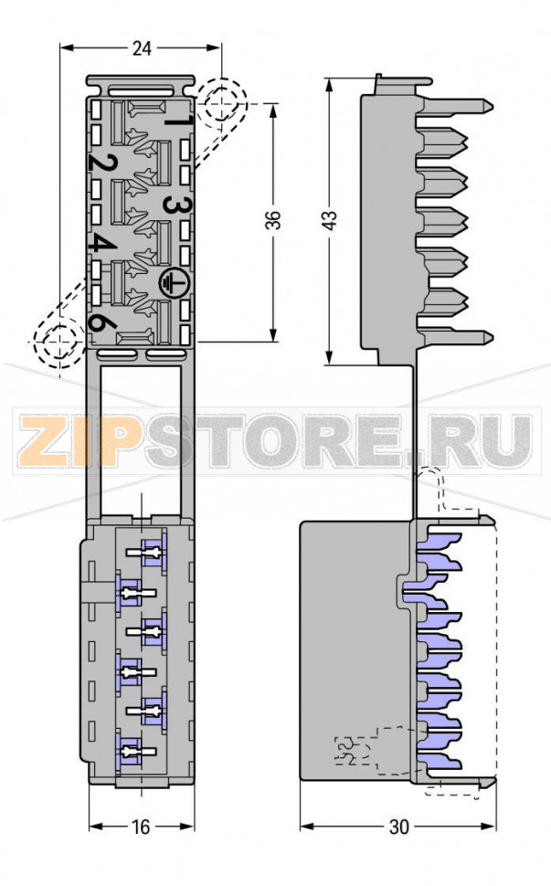 Разъем; с крепежными фланцами; 6-пол.; серые Wago 730-126 Розетки с соединением IDC для ответвления отдельных проводов без зачисткиТрехполюсные розетки автоматически обрезают провод под напряжением (например, дверные переключатели в шахтах лифта)Возможна поставка розеток с дополнительными фиксирующими фланцами...