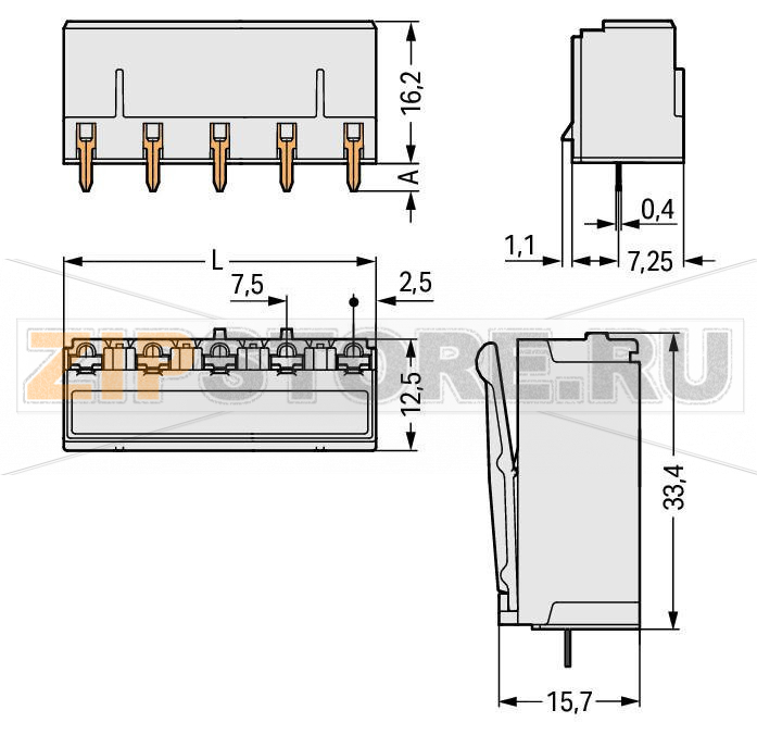Розетка под пайку THT; 0.4 x 1.3 mm solder pin; прямые; Шаг контактов 7,5 мм; 3-пол.; светло-серые Wago 2092-3303 Выходы под печатные платы с защитой от касанияЛегко идентифицируемые входы и выходы печатной платыВозможны варианты кодировки...