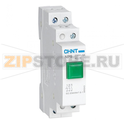 Кнопка модульная 230 В, 1НО, зеленая Chint NP9-10D3/1 
