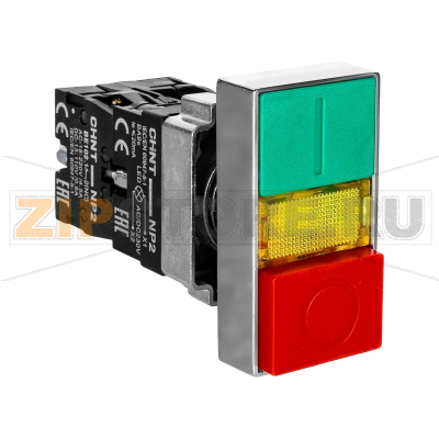Кнопка двойная 230 В, 1НО+1НЗ, IP40 Chint NP2-BW8465 