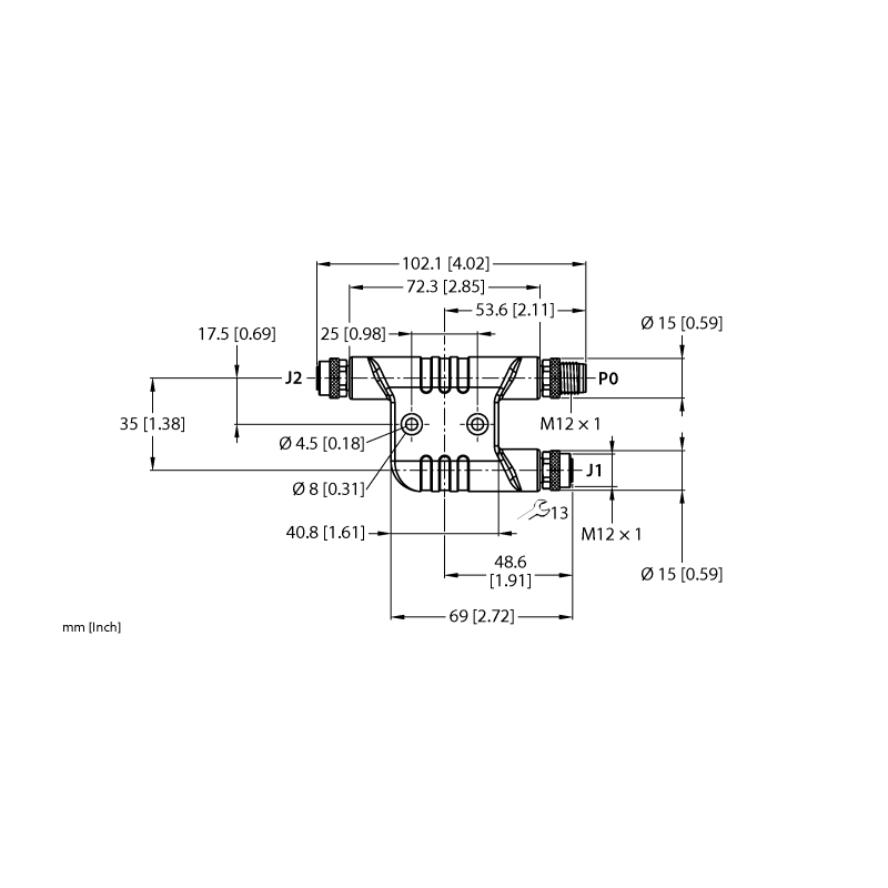 H-разветвитель (малый) Turck VH2-M12T-M4-2F4 