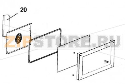 Пластина конвейерная Unox XF 043 Оригинальное название запчасти: 0C1590A - CONVEYOR PLATE XF043 Unox XF 043 На деталировке запчасть Unox XF 043 под номером: 20