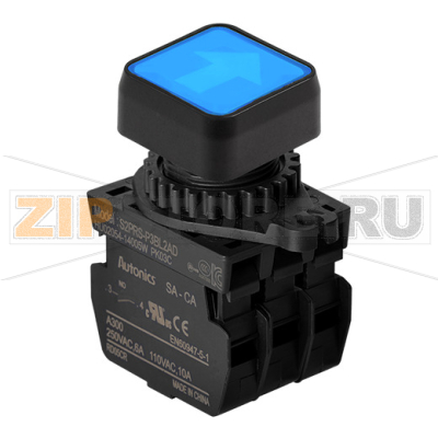 Выключатель кнопочный, Ø отверстия: 22/25 мм Autonics S2PRS-P3BL2ADM 