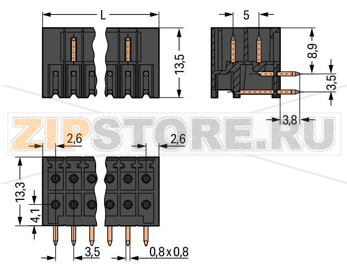 MCS MINI HD Вилка THT, 2-рядн.; 0.8 x 0.8 mm solder pin; угловые; 100% защита от неправильного подсоединения; Шаг контактов 3,5 мм; 2 x 14-полюсов; черные Wago 713-1434 Корпус вилок отливается из изоляционного материала, пригодного для пайки оплавлением припоя без использования свинцаРазделенные разъемы выводов предотвращают повреждения и обеспечивают вилкам защиту от касания в неподсоединенном состоянии100% защита от неправильного подсоединенияВозможны варианты кодировки...