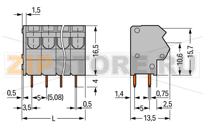 PCB terminal block; 2.5 mm; Pin spacing 5/5.08 mm; 6-pole; PUSH WIRE®; 2,50 mm; black Wago 254-456/000-004 Клеммные колодки с зажимом PUSH WIRE®, приводимым в действие при помощи отвертки.Зажим одножильных проводников и тонкожильных проводников с наконечниками путем вставкиТестовый разъем для тестового штекера O 2 ммЭкономит место на печатной плате, всего 8,9 мм глубинойТакже доступны с 2-проводным соединением...