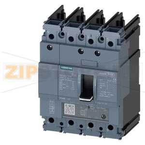 Автоматический выключатель 3VA5 UL frame 125 breaking capacity class S 25kA @ 480V 4-pole, line protection TM240, ATAM, In=80A overload protection Ir=63A...80A short-circuit protection Ii=5.. .10 x In N conductor unprotected without connection Siemens 3VA 