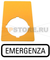 Знак, аварийная остановка, желтый, ГхШ=50x33mm, EMERGENZA Eaton M22-XZK-I99
