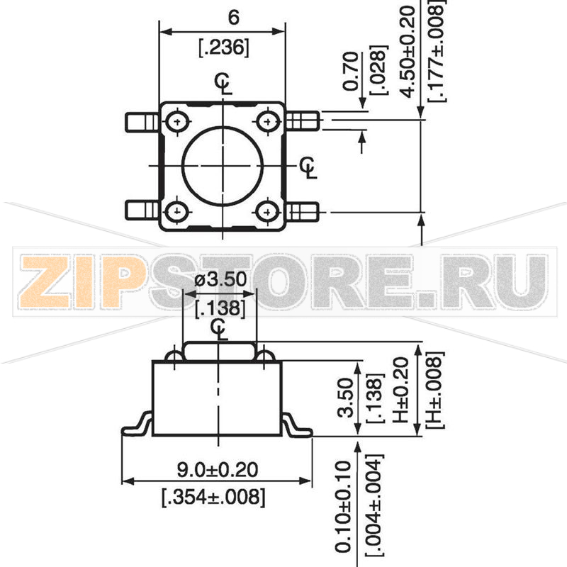 Кнопка 12 В/DC, 0.05 А, 1 x выкл/вкл, без фиксации, 1 шт Diptronics DTSM-65N-V-B 