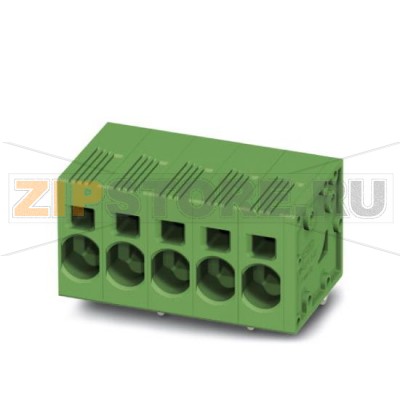 Клеммы для печатного монтажа Phoenix Contact SPT 5/10-H-7,5-ZB Номинальный ток: 41 А, Номинальное напряжение: 1000 В, Размер шага: 7,5 мм, Полюсов: 10, Тип подключения: Пружинные зажимы, Монтаж: пайка, Направление подключения, проводник / печатная плата: 0 °, Цвет: зеленый.Минимальный заказ: 50 шт.Упаковка: 50 шт.
