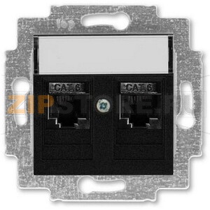 Розетка компьютерная, 2хRJ45, антрацитовая ABB 2CHH296118A6063 