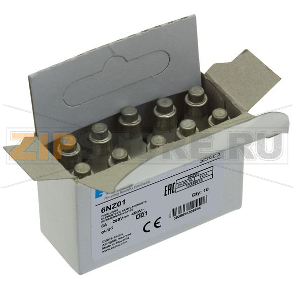 Предохранитель, 6 A, AC 400 В, 50 кА, D01, gL/gG, IEC с задержкой Eaton FUSE-D01 6A T GL/GG 400VAC 