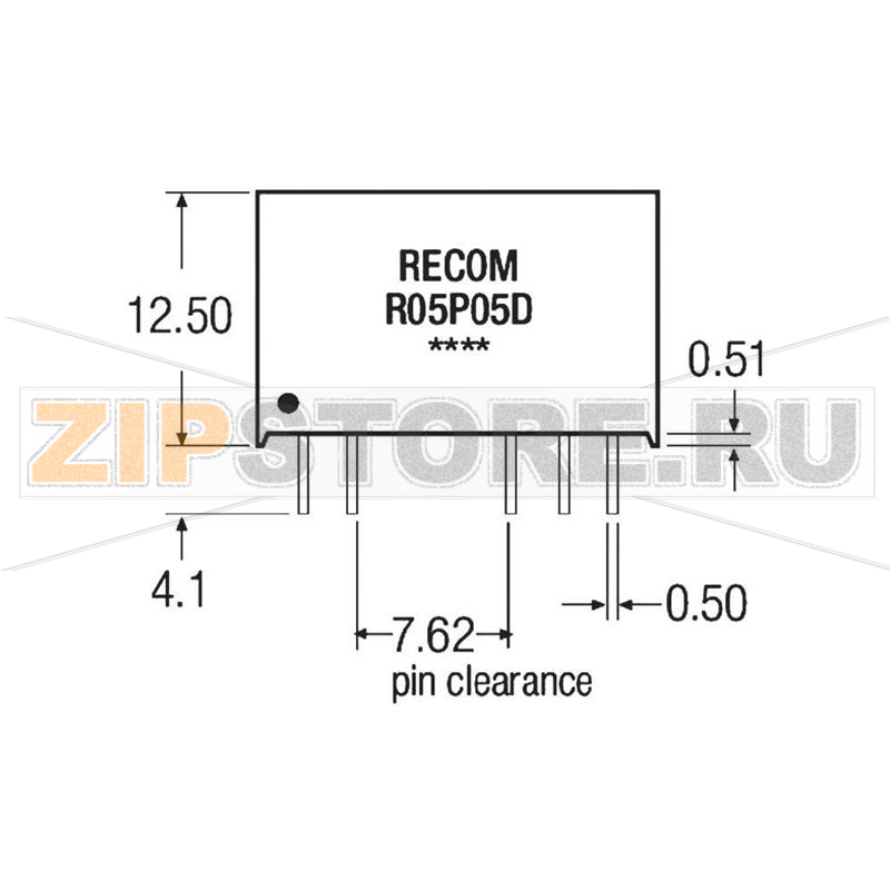 Преобразователь DC/DC, печатный монтаж, 24 В/DC, 5 В/DC, 200 mA, 1 Вт Recom R24P05S 