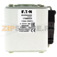 Предохранитель, 1100 A, AC 1000 В, size 3, 76x92x83 мм, aR, IEC Eaton FUSE 1100A 1000V 3BKN/80