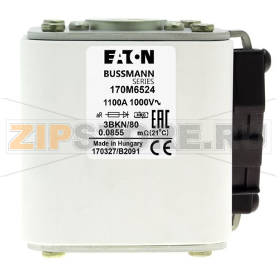 Предохранитель, 1100 A, AC 1000 В, size 3, 76x92x83 мм, aR, IEC Eaton FUSE 1100A 1000V 3BKN/80 