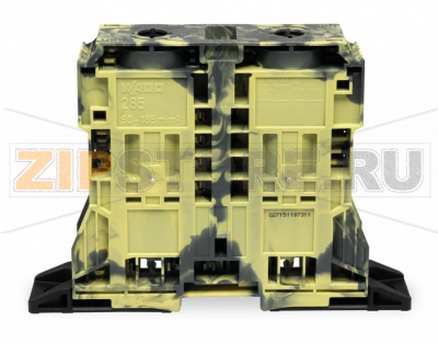 POWER CAGE CLAMP 2-проводные проходные клеммы; 185 мм; боковые маркировочные разъемы; с крепежными фланцами; POWER CAGE CLAMP; 185,00 mm; темно-серо-желтые Wago 285-1167 