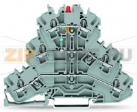 Компонентная клемма; трехуровн.; красный светодиод; тока; для DIN-рейки 35 x 15 и 35 x 7,5; 2,5 мм?; Push-in CAGE CLAMP®; 2,50 mm?; серые Wago 2002-3221/1000-413