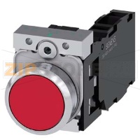 КНОПКА, 22MM, КРУГЛАЯ, МЕТАЛЛИЧЕСКАЯ ГЛЯНЦЕВАЯ, КРАСНАЯ, ПЛОСКАЯ КНОПКА, КОНТАКТЫ МГНОВЕННОГО ДЕЙСТВИЯ, С ДЕРЖАТЕЛЕМ, 1NO+1NC, ВИНТОВЫЕ КЛЕММЫ Siemens 3SU1150-0AB20-1FA0