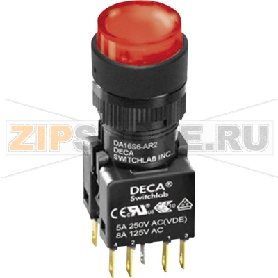 Кнопка 250 В/AC, 5 А, 2 x выкл/вкл, без фиксации, IP65, 1 шт DECA ADA16S6-MR1-A2JR 
