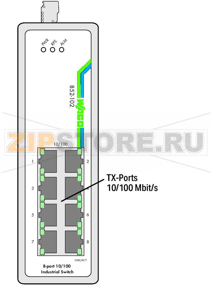 Промышленный переключатель; 8 портов 100Base-TX; черные Wago 852-102 