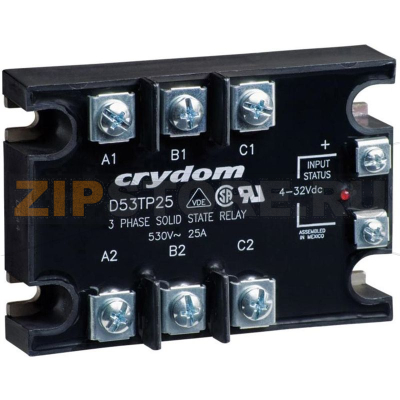 Реле твердотельное 25 А, 530 В/AC, 1 шт Crydom A53TP25D 