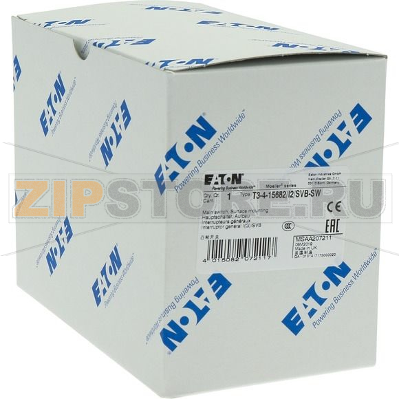 Выключатели главные, T3, 32 A, 4 модуля, 6-полюсн Eaton T3-4-15682/I2/SVB-SW 