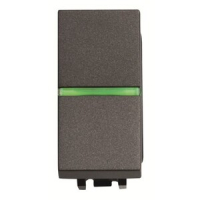 Механизм одноклавишного однополюсного выключателя с клавишей и контрольной подсветкой, одномодульный, антрацитовый ABB 2CLA210150N1801