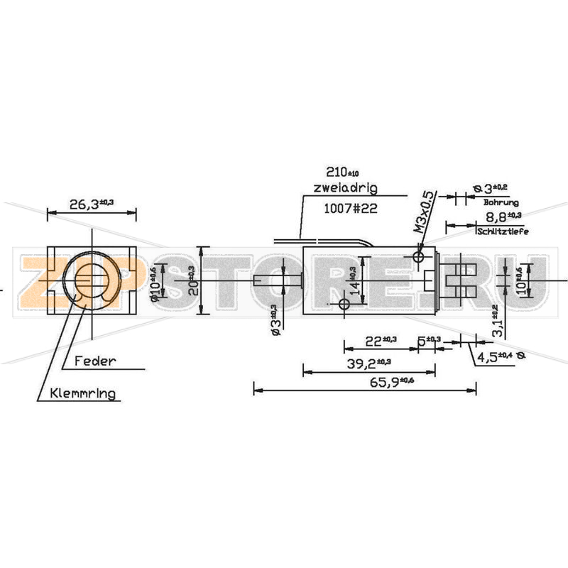 Соленоид 12 В/DC, ход штока: 13 мм, 1 шт Tremba HMF-2620-39d.002-12VDC.100% 