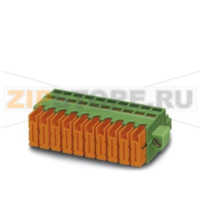 Вилочная часть Phoenix Contact QC 0,5/11-STF-3,81 Номинальный ток: 6 А, Расчетное напряжение (III/2): 200 В, Полюсов: 11, Размер шага: 3,81 мм, Технология подключения: QUICKON (непосредственное подсоединение проводников), Цвет: зеленый, Поверхность контакта: олово.Минимальный заказ: 50 шт.Упаковка: 50 шт.
