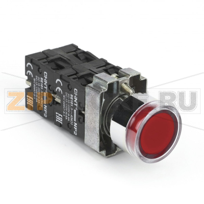 Кнопка управления 230 В, плоская, 1НО+1НЗ, IP40, красная Chint NP2-BW3465 
