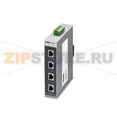 Коммутатор Ethernet для широкого температурного диапазона Phoenix Contact FL SWITCH SFNT 4TX/FX 4 порта TP-RJ45, 1 порт для оптоволоконного кабеля, 100 Мбит/с дуплексный режим, разъем SC-D, автоопределение скорости передачи данных 10/100 Мбит/с (RJ45), функция Autocrossing, считывание сообщений о приоритете QoS, установка рамок безопасности.Минимальный заказ: 1 шт.Упаковка: 1 шт.