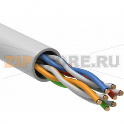 кабель ШПД неэкранированный (U/UTP), категория 5e, 4х2х0.48мм solid, проводник: медь (без покрытия), 24AWG, оболочка LSZH, 305м 