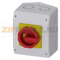 АВАРИЙНЫЙ ГЛАВНЫЙ ВЫКЛЮЧАТЕЛЬ 3 ПОЛЮСА IU=63, P/AC-23A AT 400V=22KW 1НO+1НЗ, 1 N-КЛЕММА ВСТРОЕН В M.P.КОРПУС, IP65 ПОВОРОТНАЯ РУКОЯТКА КРАСНАЯ/ЖЕЛТАЯ МЕТРИЧЕСКОЕ КРЕПЛЕНИЕ Siemens 3LD2565-1GP53