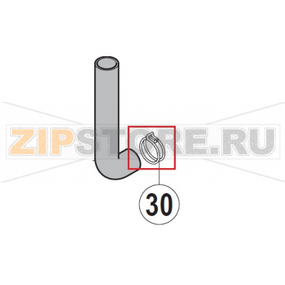 Hose clamp Hobart UXT-10A                                                                                   Hose clamp Hobart UXT-10AЗапчасть на сборочном чертеже под номером: 30Название запчасти на немецком языке языке: Hose clamp Hobart UXT-10A
