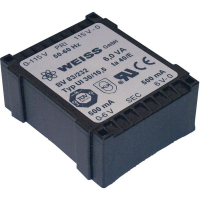 Трансформатор PCB 1x230 В, 2x9 В/AC, 6 ВА, 333 мА Weiss Elektrotechnik 83/234