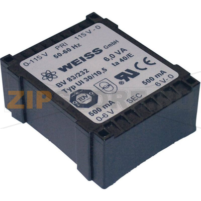 Трансформатор PCB 1x230 В, 2x9 В/AC, 6 ВА, 333 мА Weiss Elektrotechnik 83/234 